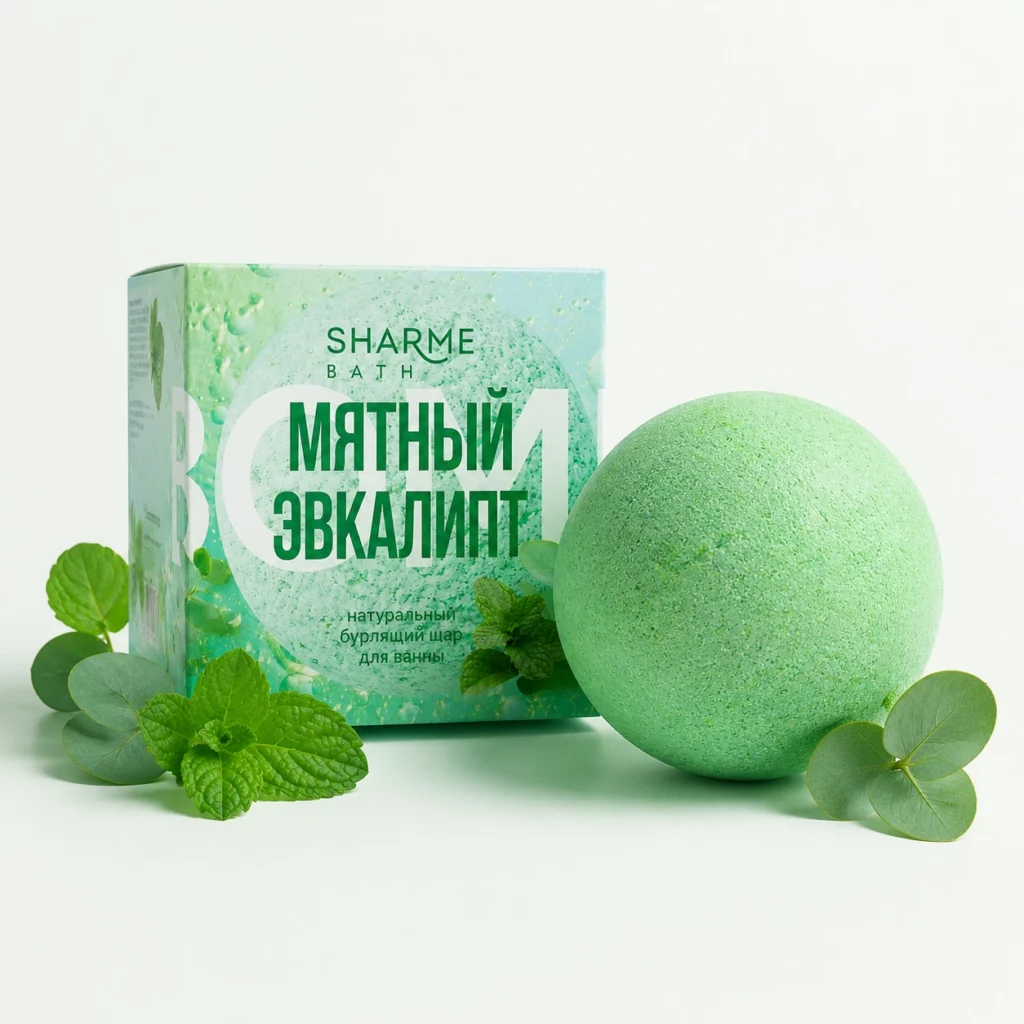 бурлящий шар для ванны мятный эвкалипт sharme bath гринвей